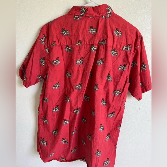 Red RSQ collective short sleeve button down shirt, men’s M - Picture 2 of 3